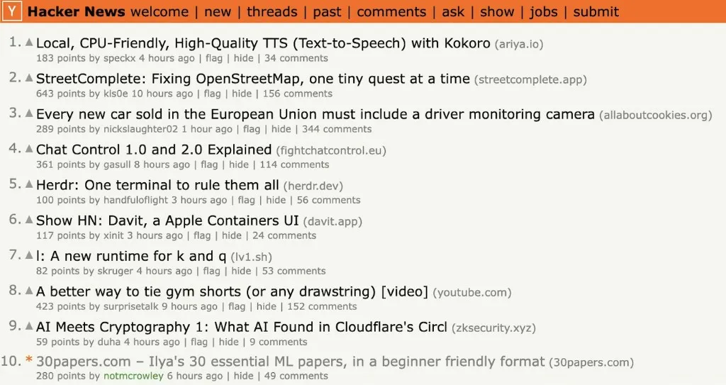 30papers.com listed at number 10 on the Hacker News front page